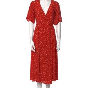 Faithful the Brand long floral red wrap dress